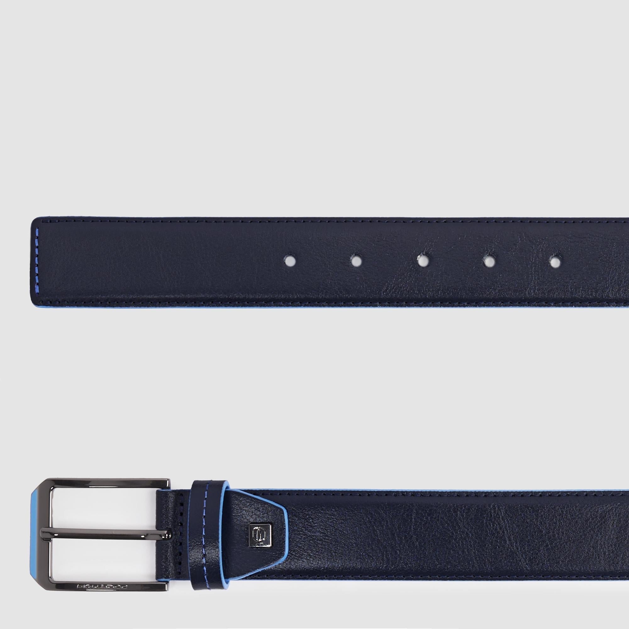 Piquadro Blue Square Ledergürtel Herren Blau Dornschließe