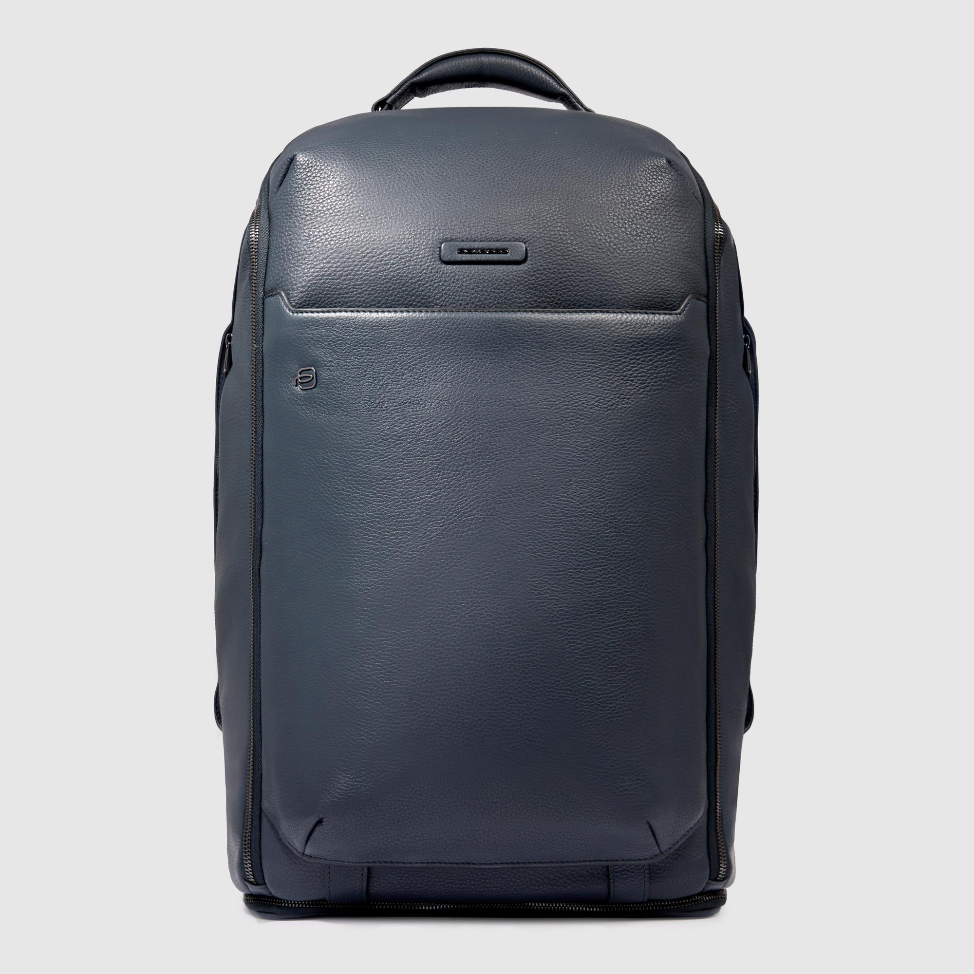 Piquadro Rover Reisetasche Leder Schwarz Rucksackfunktion