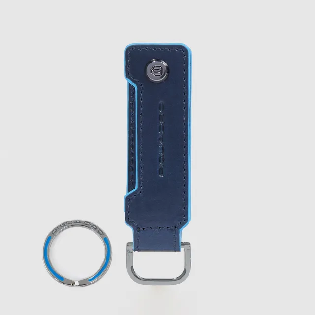 Piquadro Blue Square Schlüsselanhänger Leder Blau