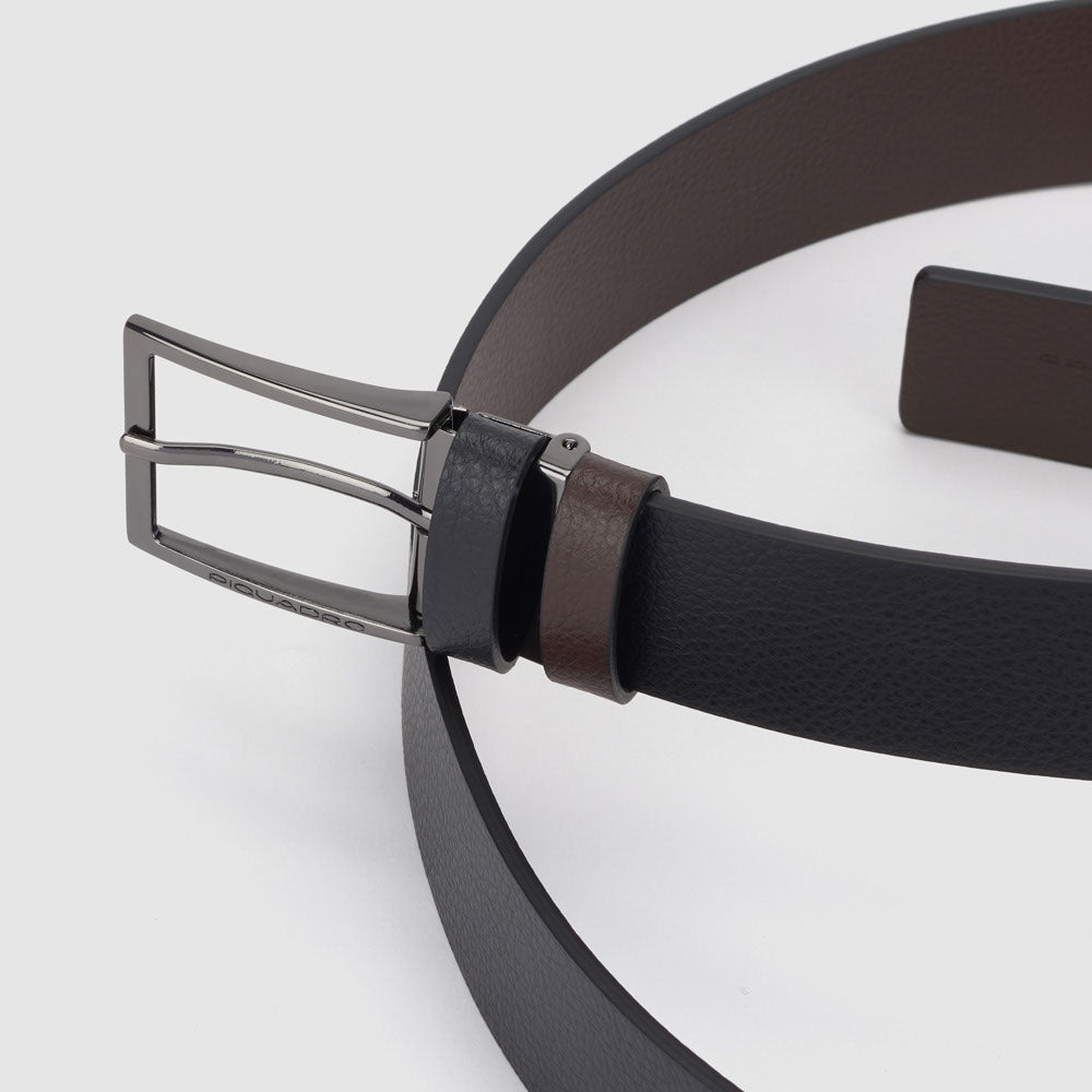 Piquadro Blue Square Wendegürtel Herren Leder schwarz-blau