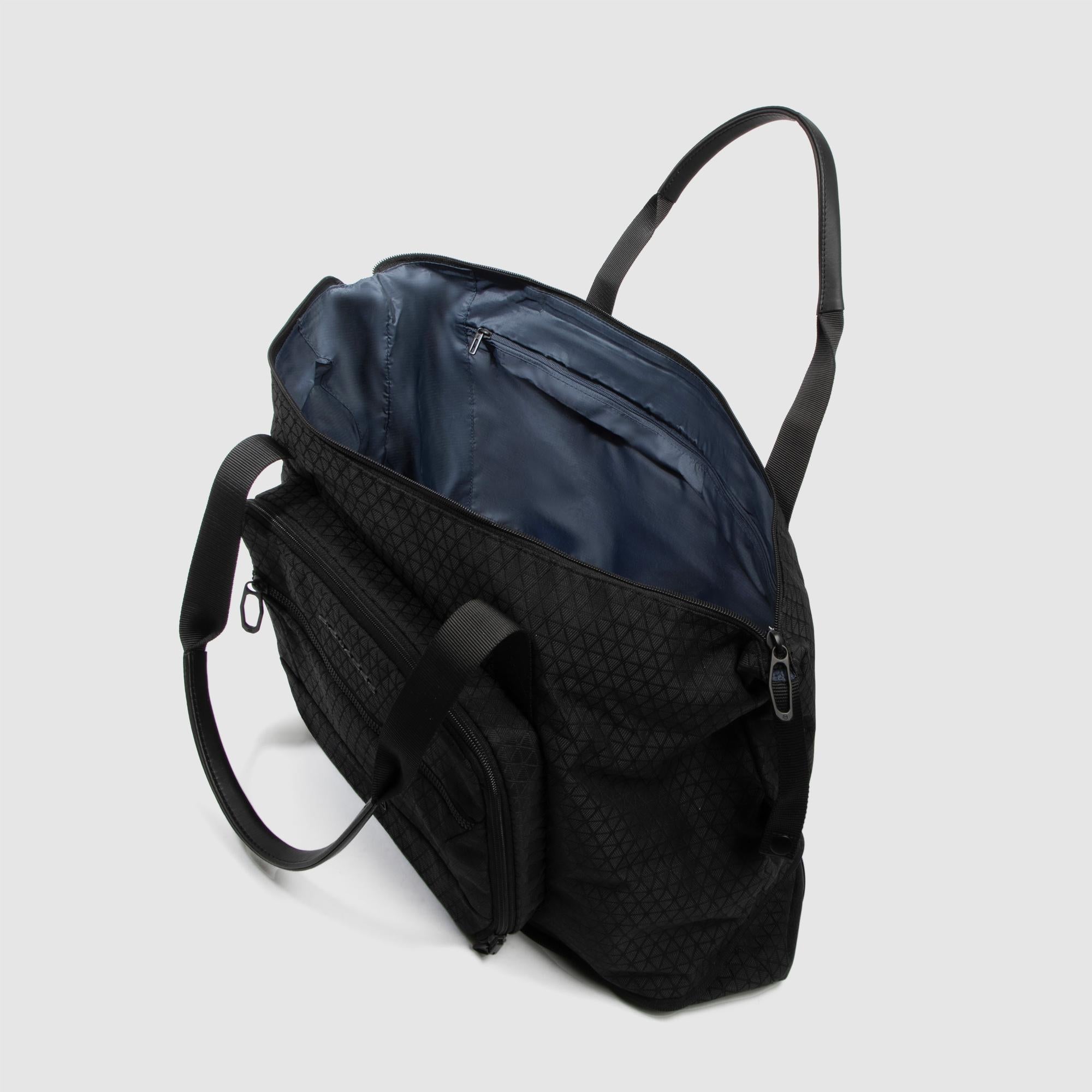 Piquadro Black Square Reisetasche faltbar schwarz recycelt
