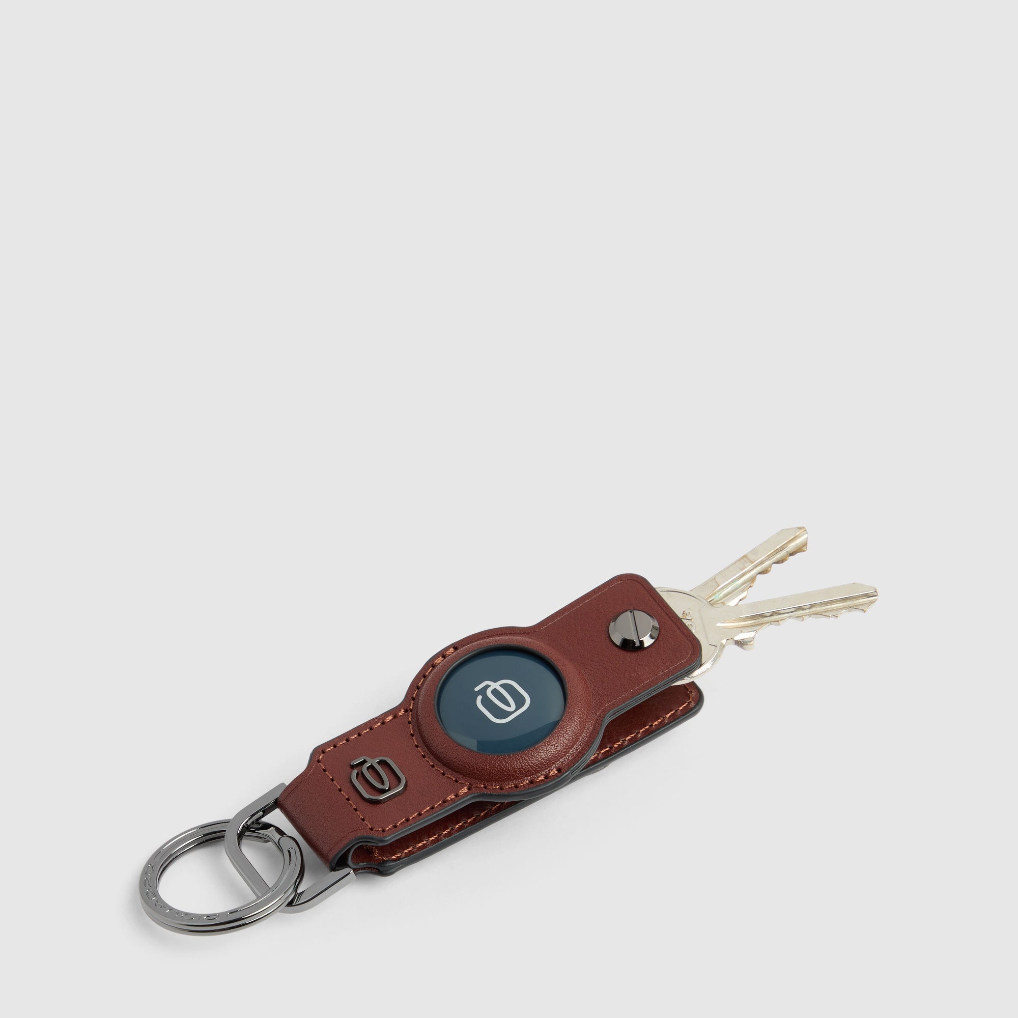 Piquadro Connequ Schlüsselanhänger Leder Schwarz AirTag-Fach