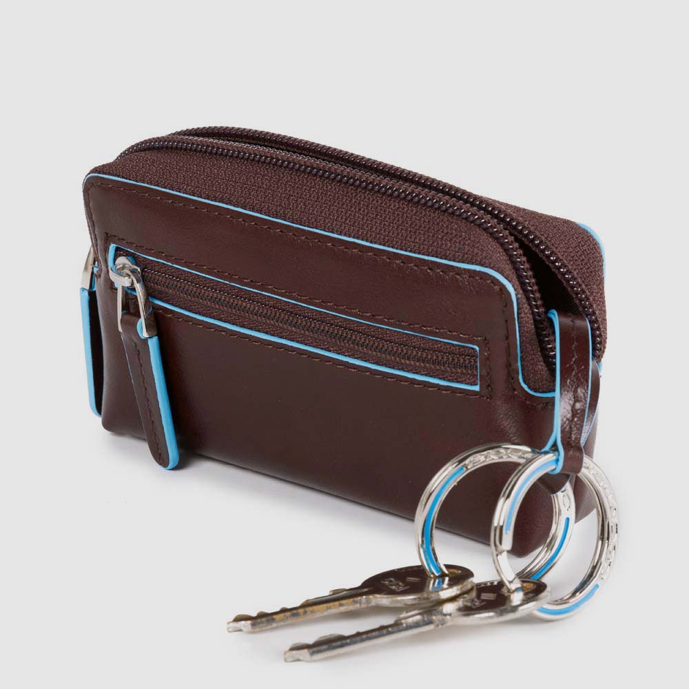Piquadro Black Square Schlüsseletui Leder Schwarz 2 Ringe