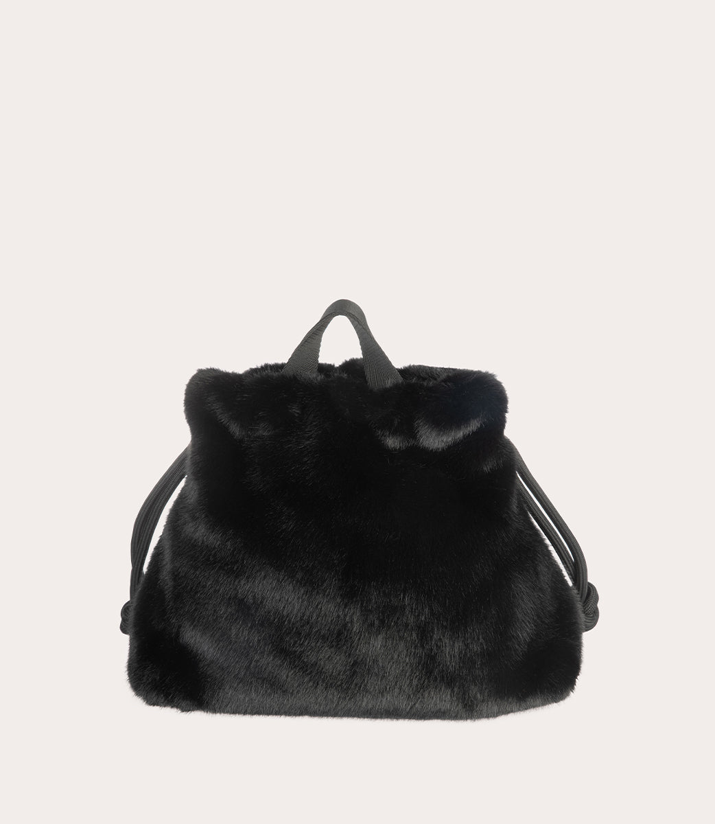 Tucano Nina Fur Beautybag Schwarz Plüsch Kordelzug