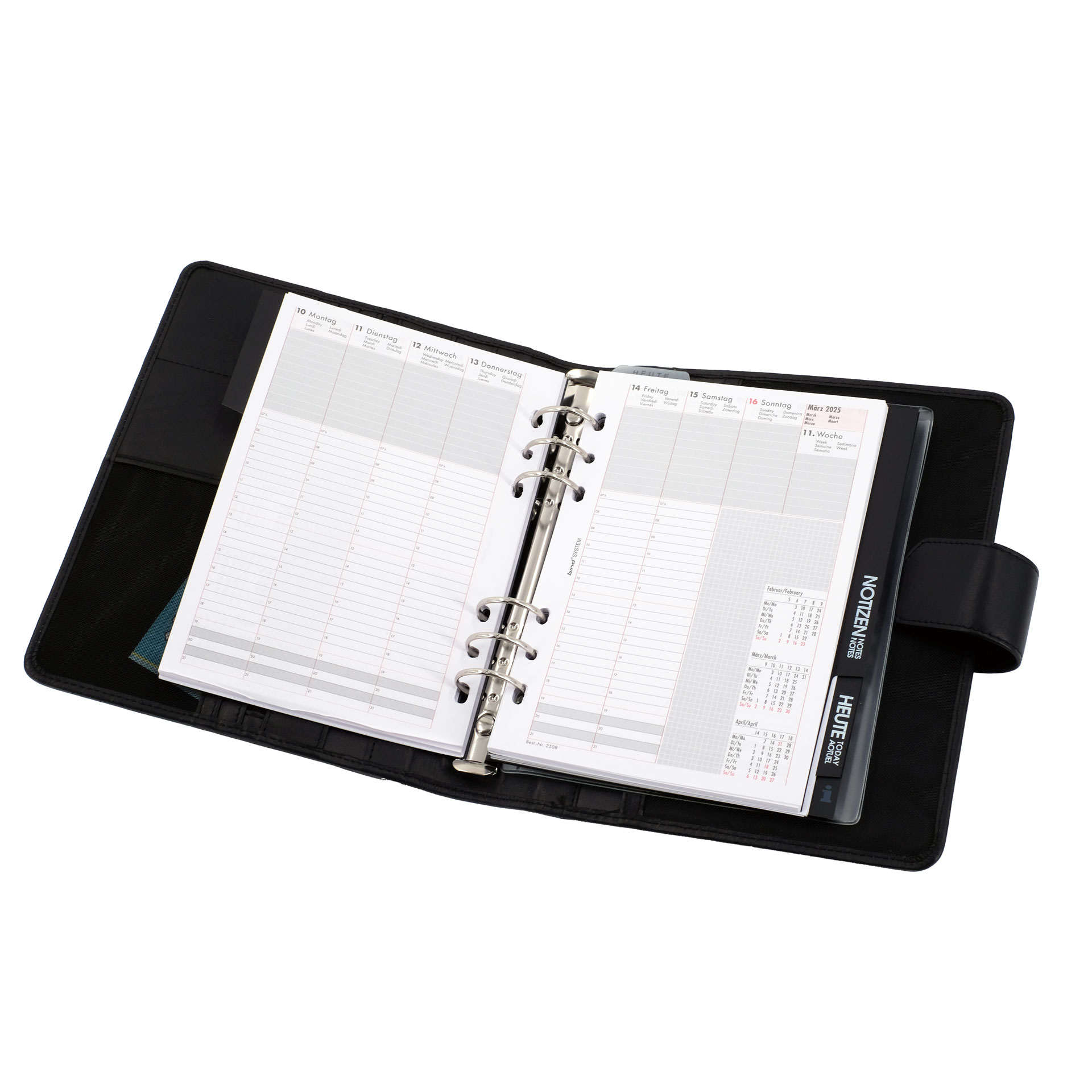 Lightpak Systemplaner A5 Schwarz Nappaleder Magnetverschluss
