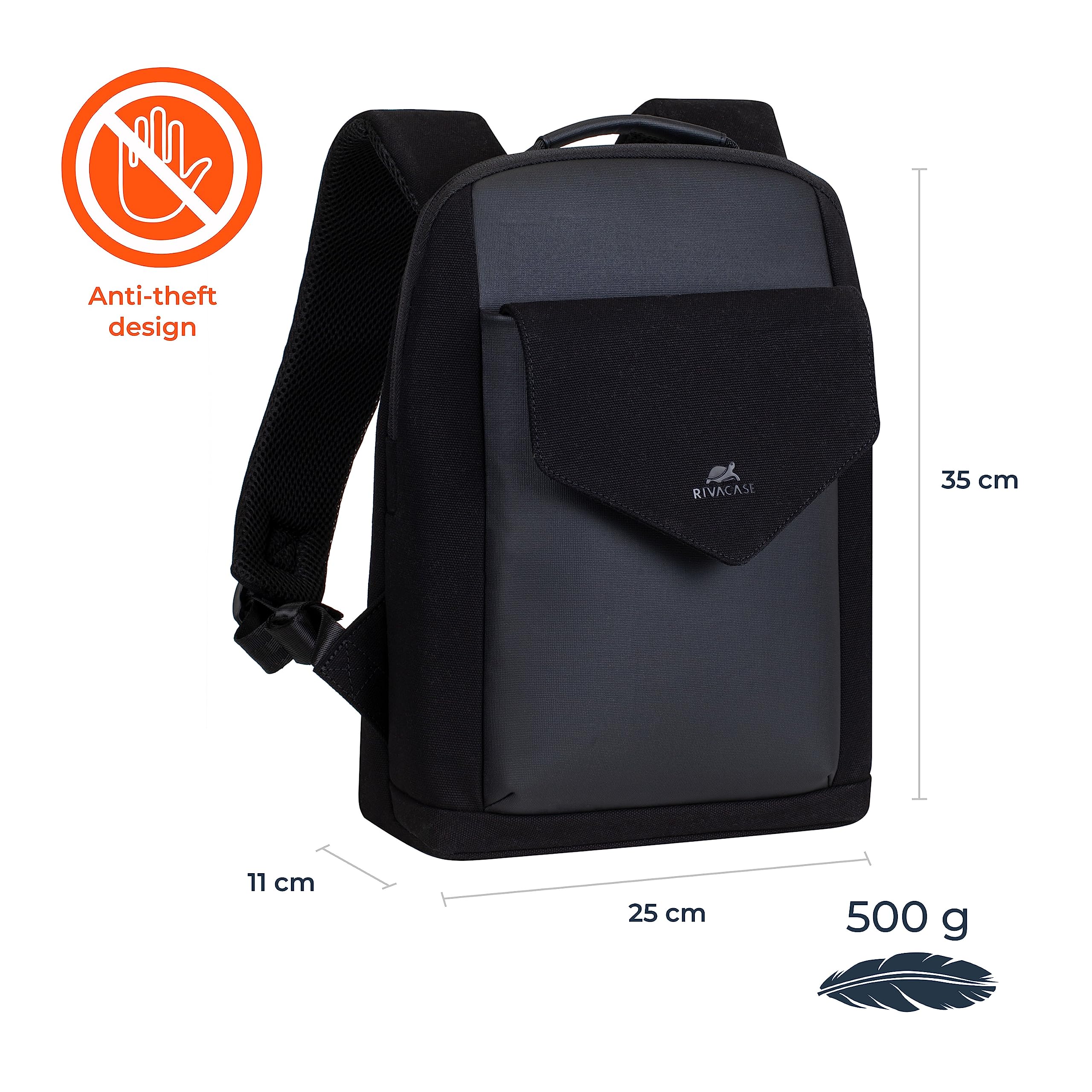 RIVACASE Agora 13,3 Laptoprucksack schwarz Kunstleder Canvas