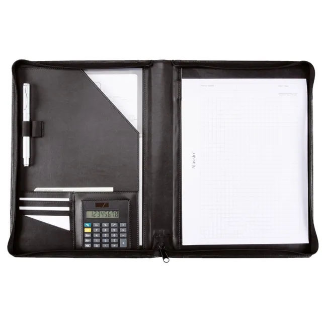 Lightpak Catana Schreibmappe A4 Leder schwarz Reißverschluss