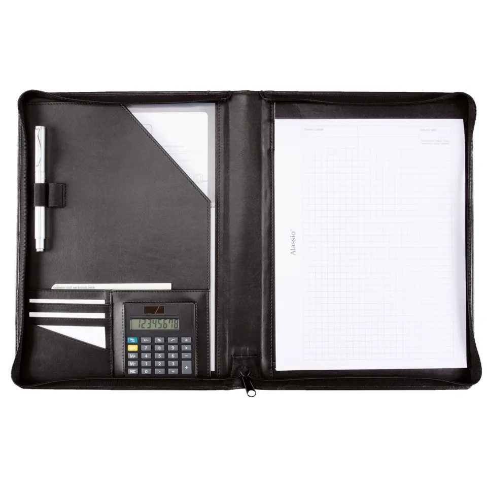 Lightpak Catana Schreibmappe A4 Schwarz Kunstleder Reissverschluss