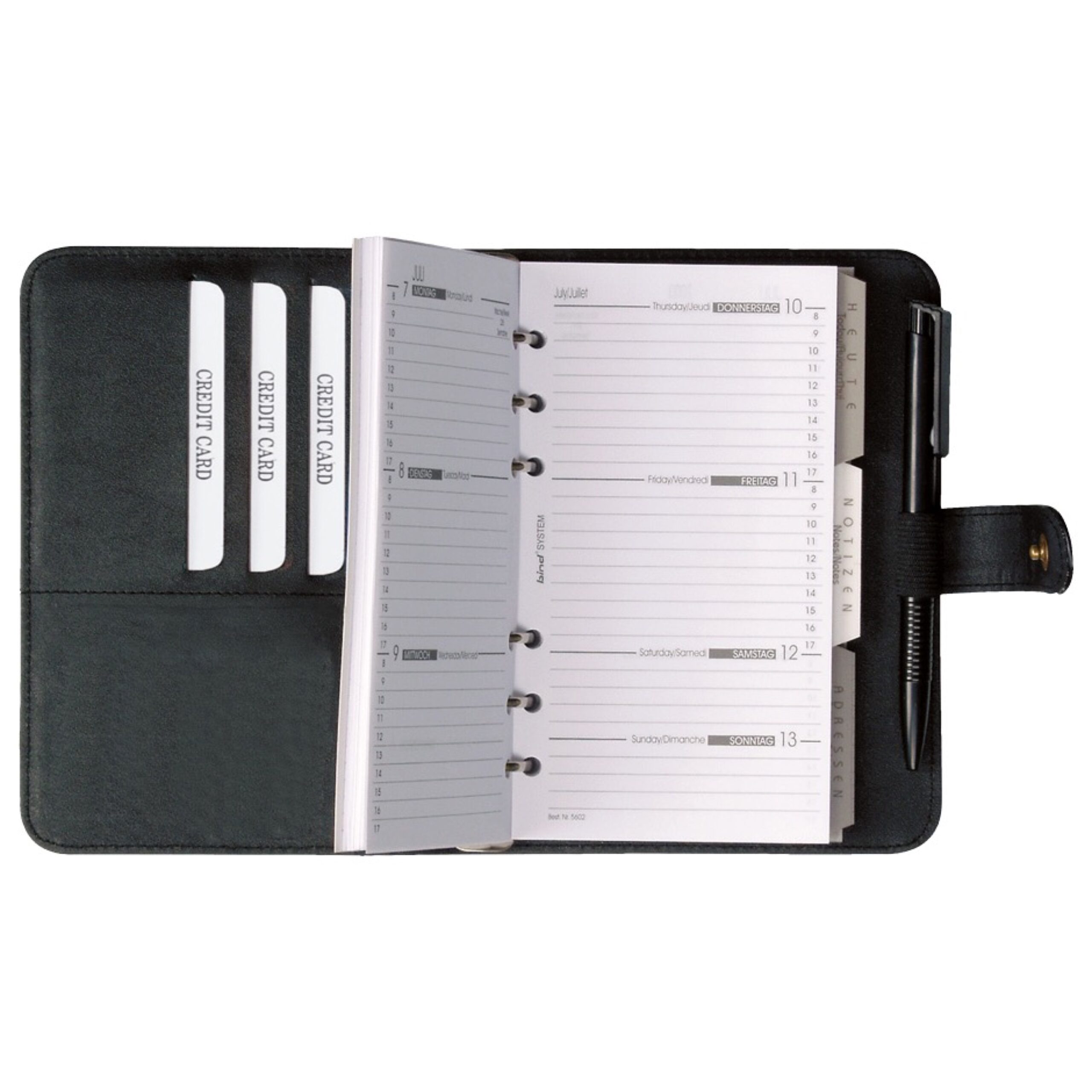 Bind Systemplaner A7 schwarz Kunstleder Kalender