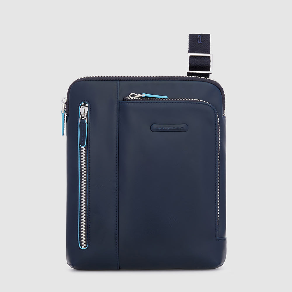 Piquadro Blue Square Borsello iPad Umhängetasche Blau Leder