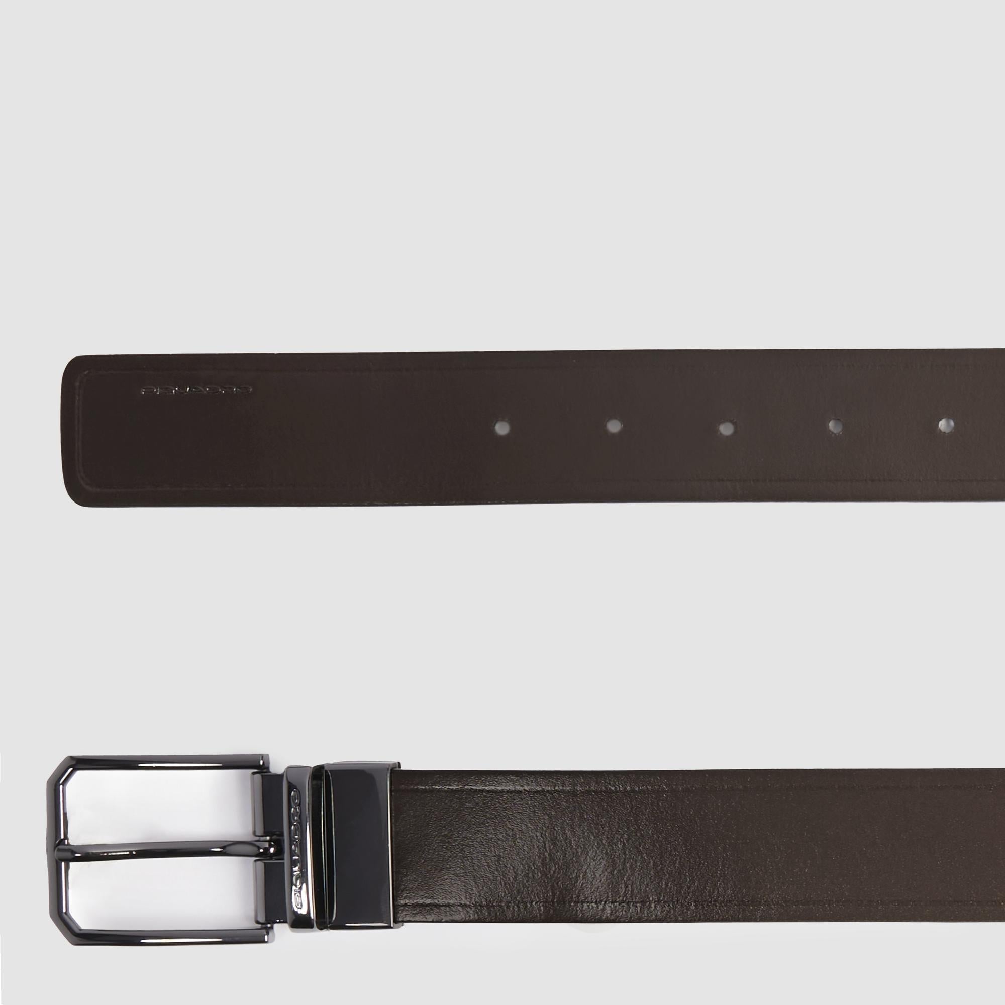 Piquadro Blue Square Gürtel Schwarz-Blau Reversibel Leder