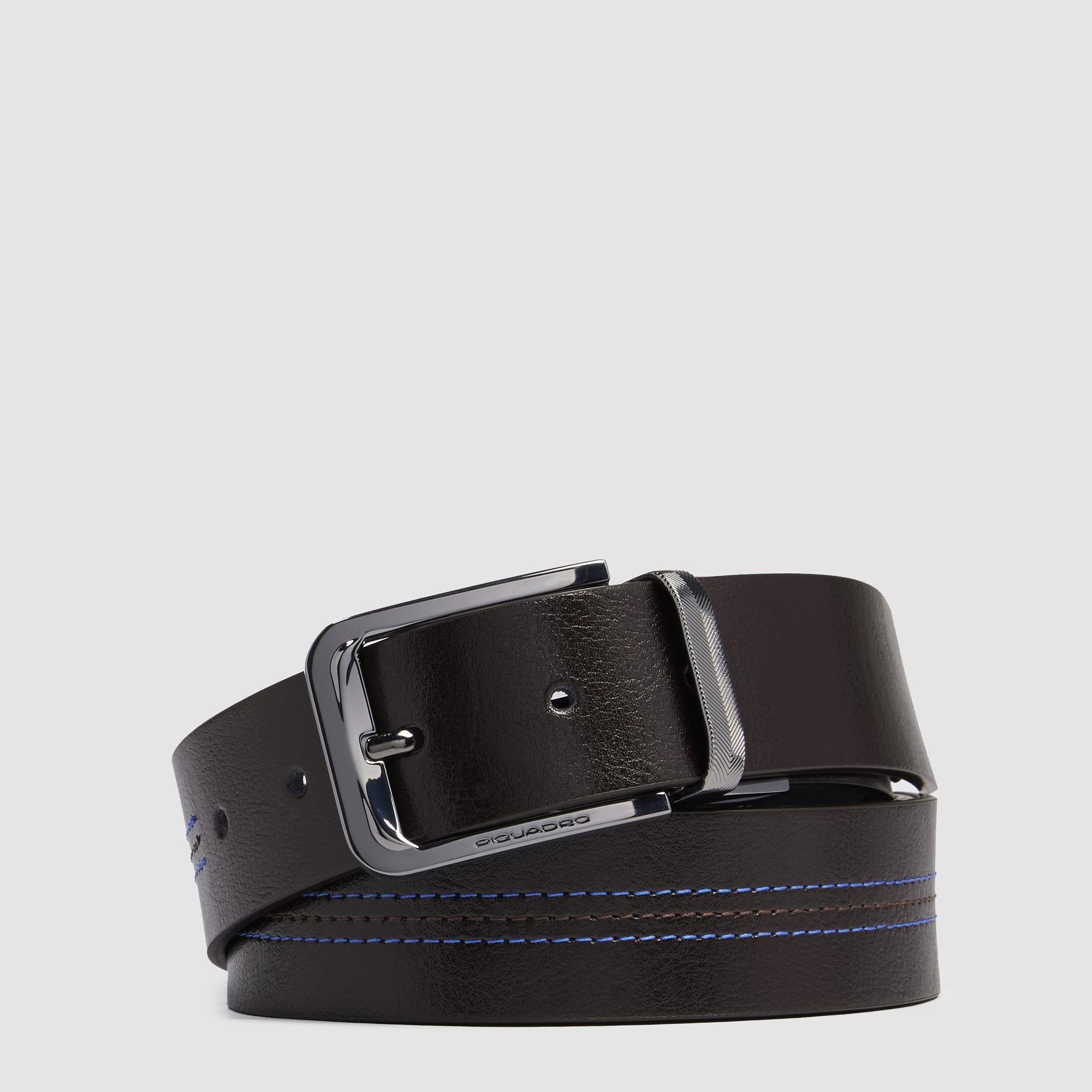Piquadro Blue Square Gürtel Blau-Schwarz Reversibel Leder