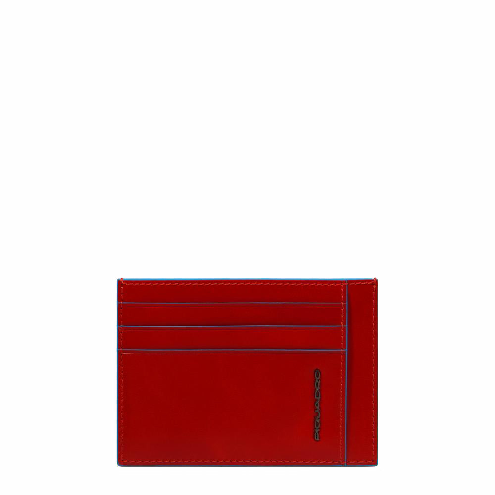 Piquadro Black Square Kartenetui Schwarz Flach Leder RFID