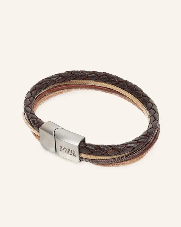 Buckle & Seam Manu Lederarmband braun Gr. M Magnetverschluss