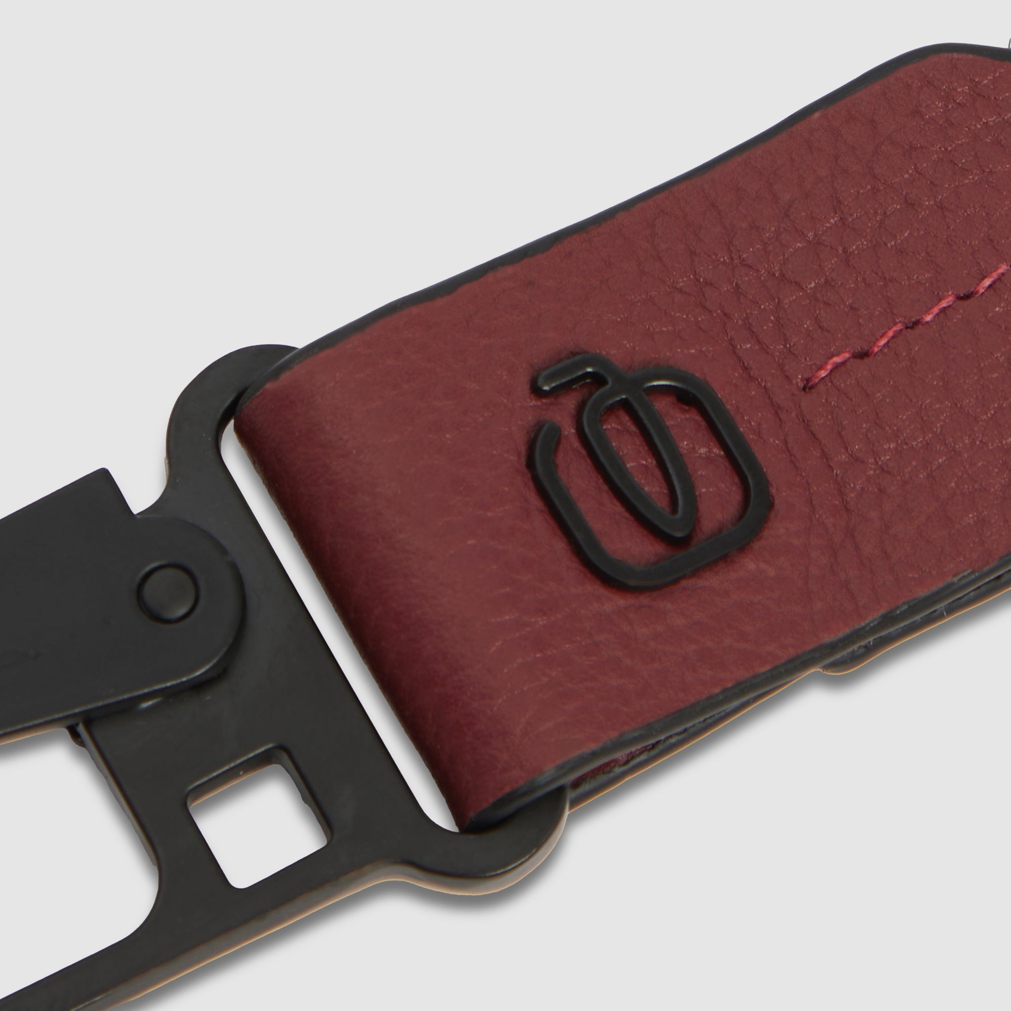 Piquadro Blue Square Schlüsselanhänger Leder Schwarz Karabiner