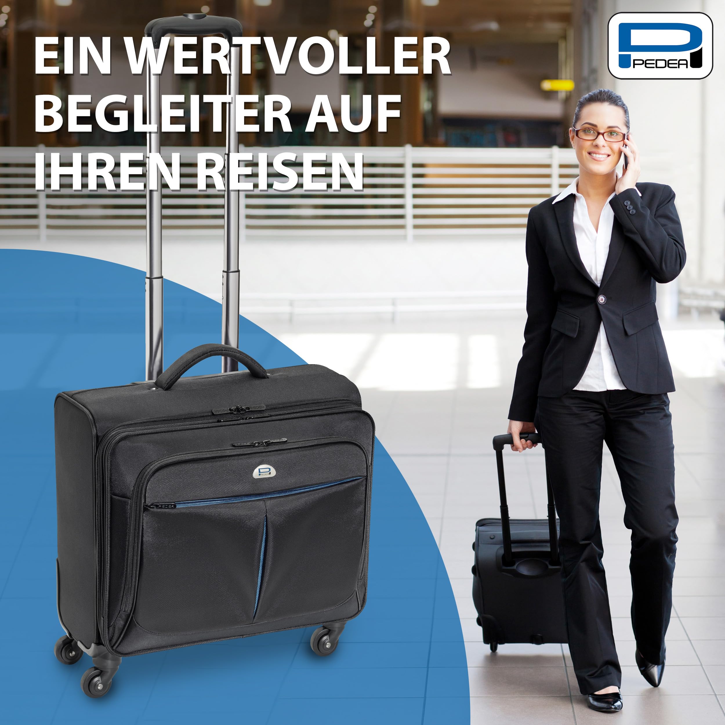 PEDEA Premium Plus Laptop-Trolley 17,3 Zoll Rollkoffer Schwarz