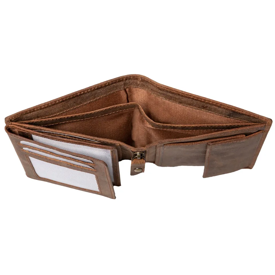 Lightpak Geldbörse Hochformat Braun Leder 7 Kartenfächer