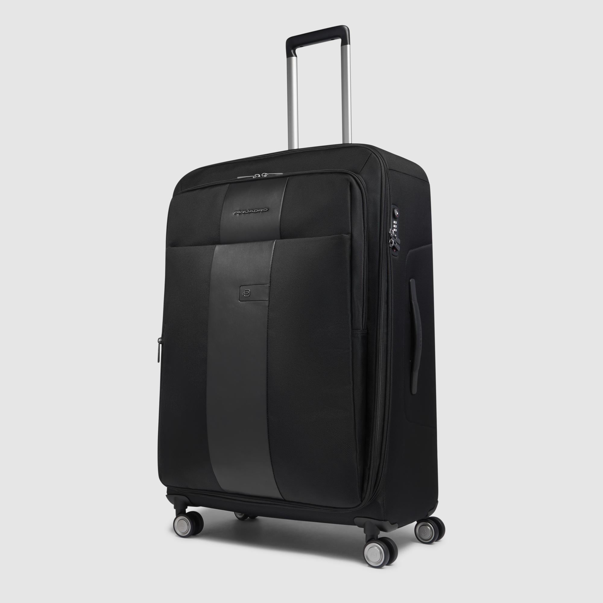 Piquadro PQLM Trolley groß 4 Rollen Schwarz erweiterbar