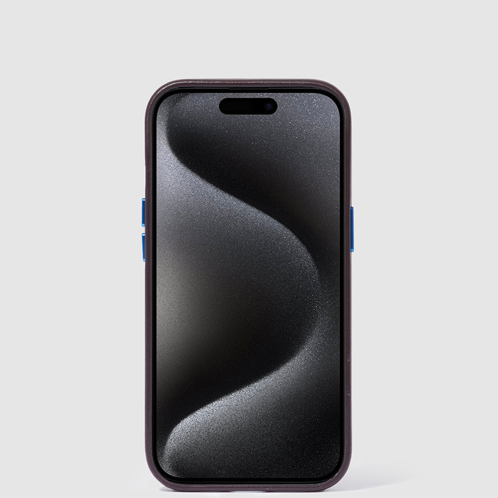 Piquadro Connequ iPhone 15 Pro Hülle Leder Rot 6,1 Zoll