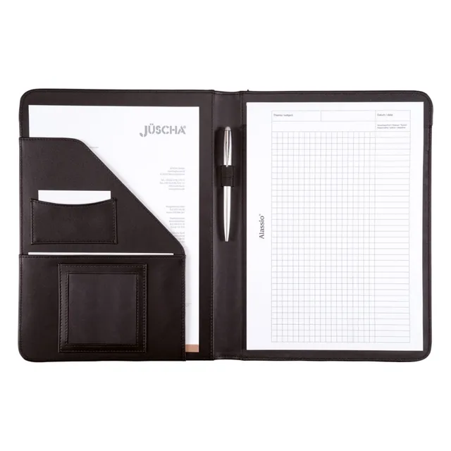Lightpak Mares Schreibmappe A4 Schwarz Lederimitat Block