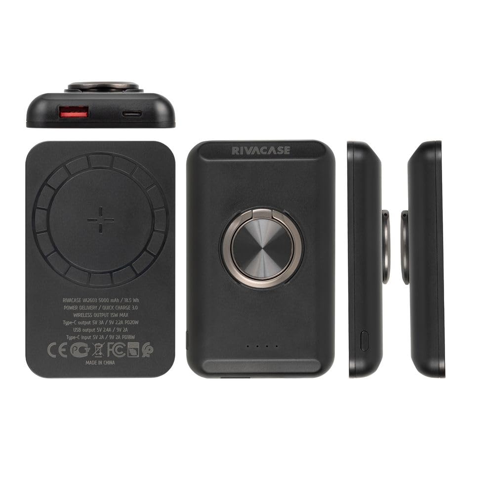 RIVACASE RIVAPOWER VA2603 Powerbank 5000 mAh schwarz magnetisch