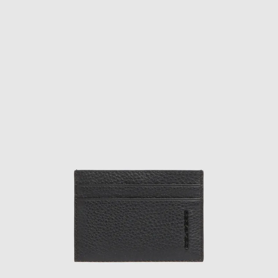 Piquadro Black Square Kartenetui Leder Schwarz dünn