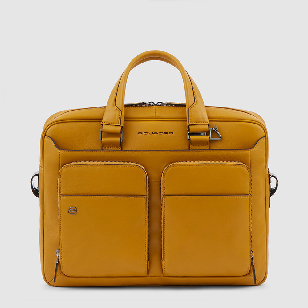 Piquadro Brief Aktentasche Leder 15 Zoll Laptop Braun