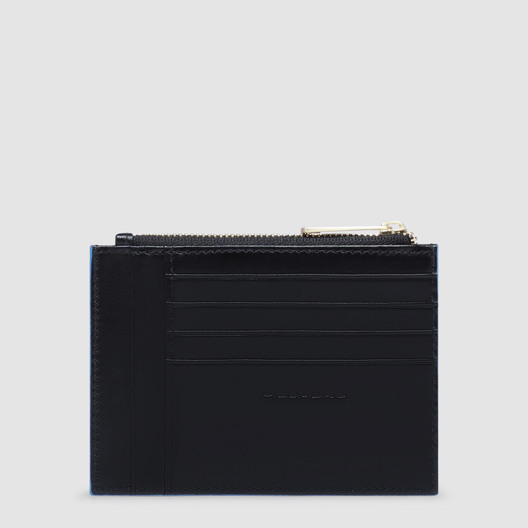 Piquadro Materia Damen Mini Geldbörse Schwarz Leder