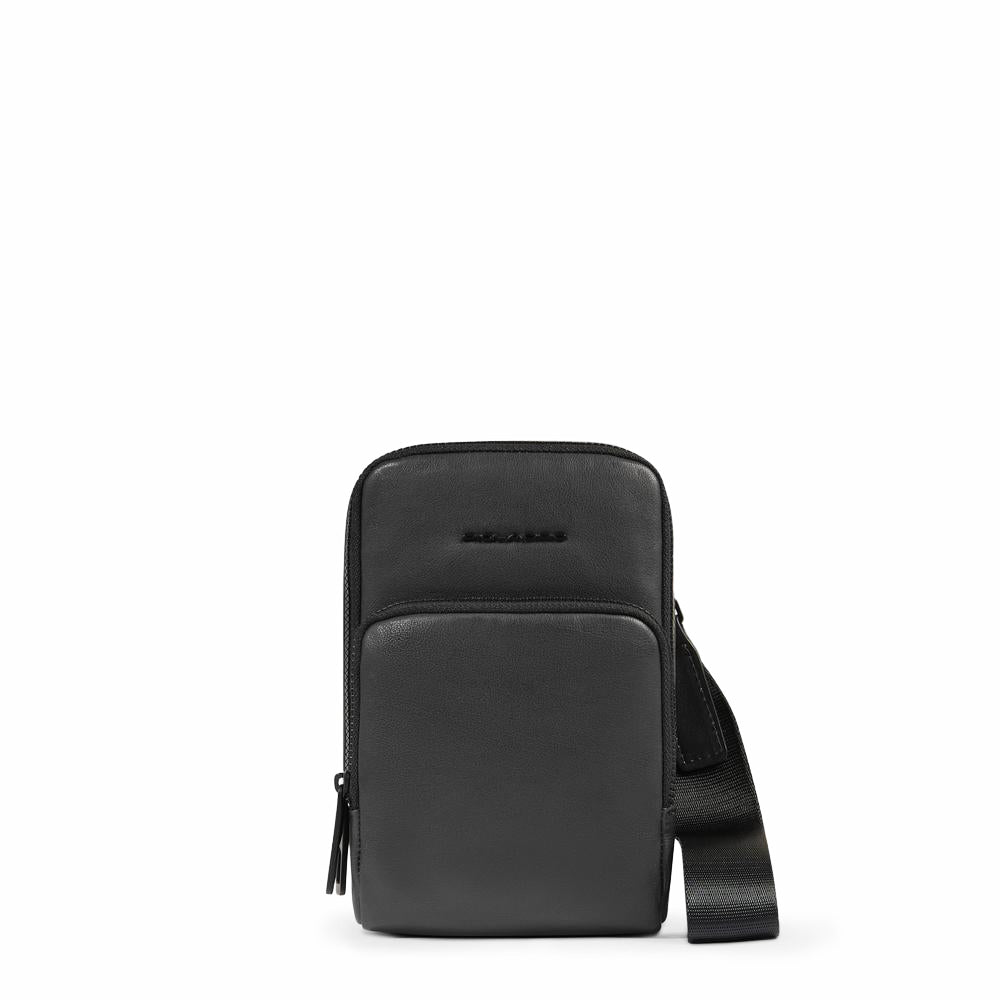 Piquadro Connequ Handytasche Leder Umhängen schwarz Kartenfach