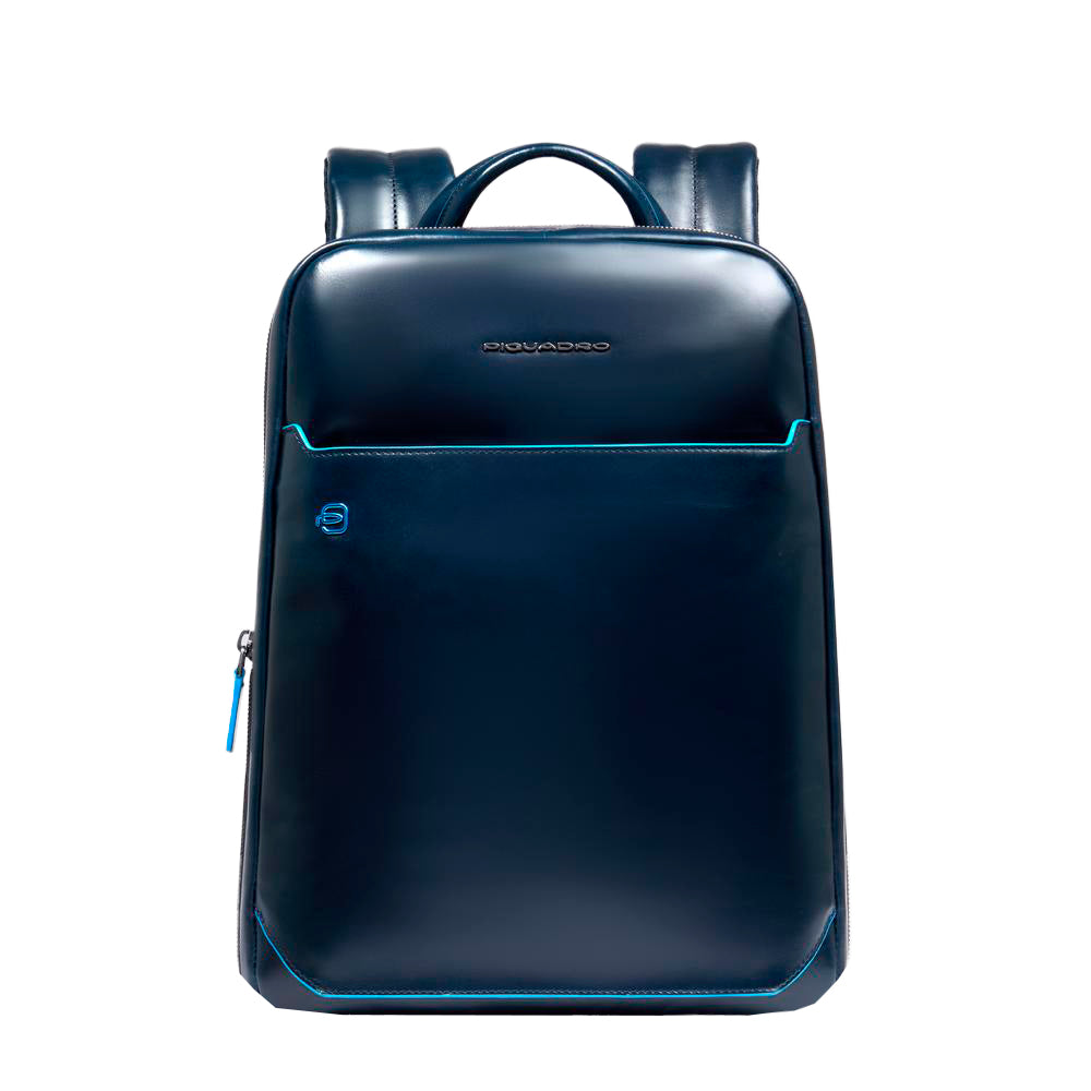 Piquadro Blue Square Rucksack 14 Zoll blau Leder RFID