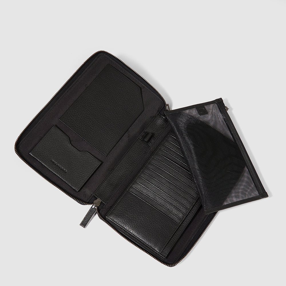 Piquadro Blue Square Reisedokumententasche Schwarz Leder RFID