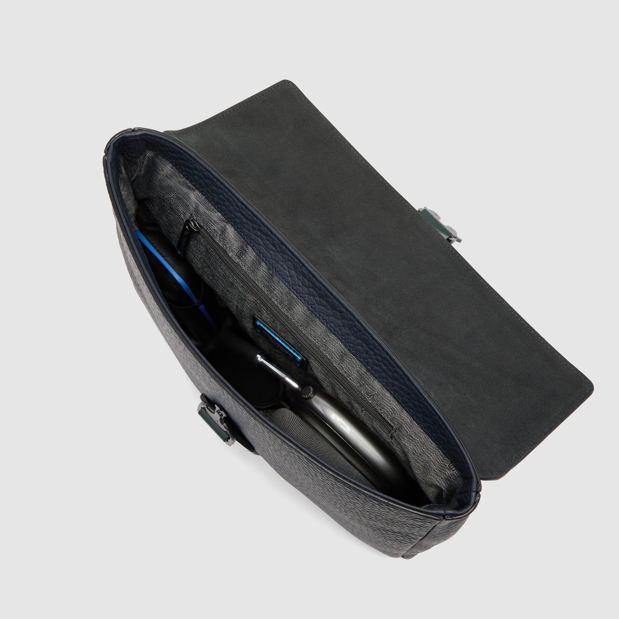 Piquadro Black Square Pochette Herren Leder Schwarz iPad 13