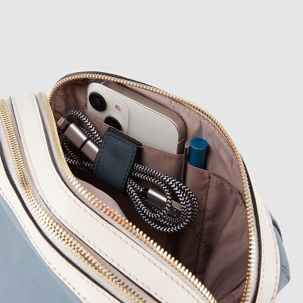 Piquadro Circle Camera Bag Umhängetasche Leder Schwarz