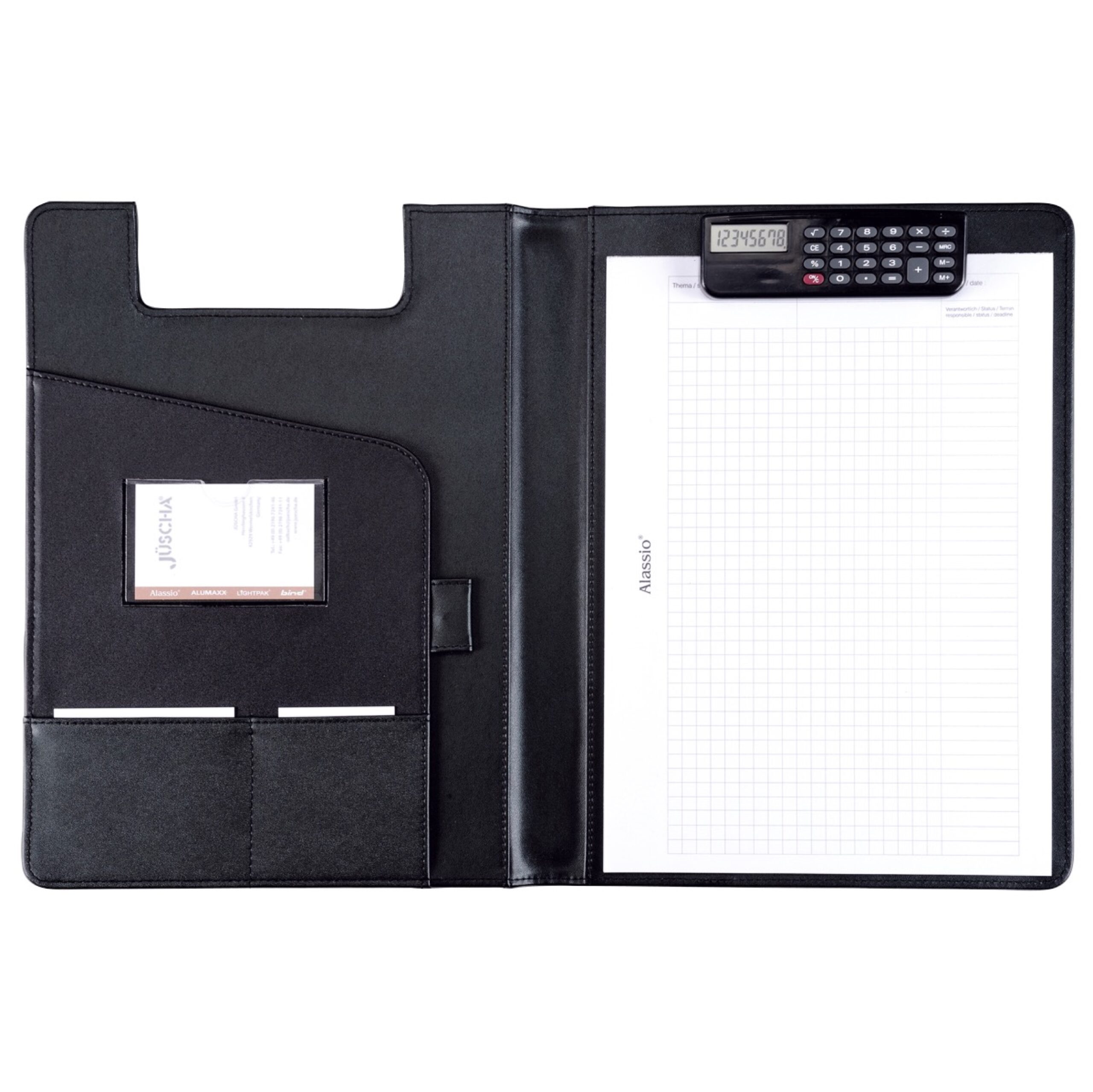 Lightpak Brescia Schreibmappe A4 Lederimitat schwarz mit Rechner