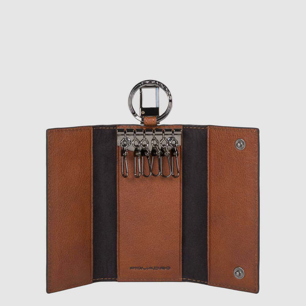 Piquadro Blue Square Schlüsselmappe Leder schwarz 6 Haken