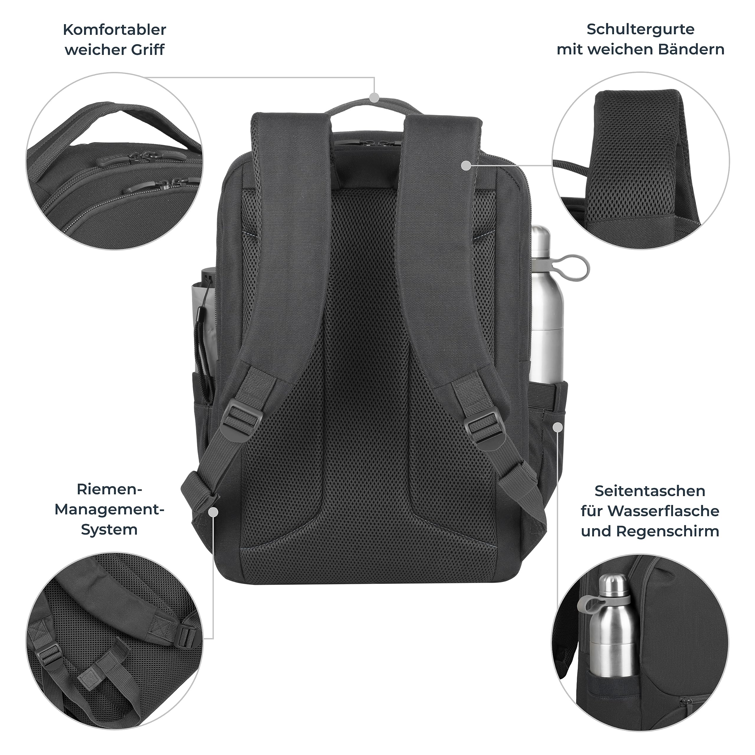 RIVACASE Cardiff Laptop Rucksack 15,6 Zoll 24L Schwarz