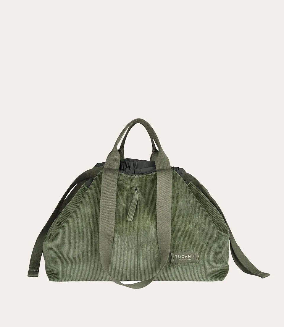 Tucano Carry Corduroy Medium Shopper Grün Samt