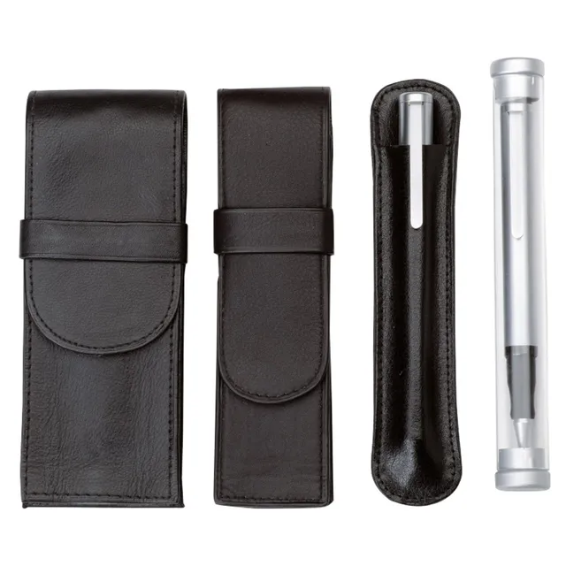 Lightpak Schreibgeräteetui Leder schwarz 2 Stifte