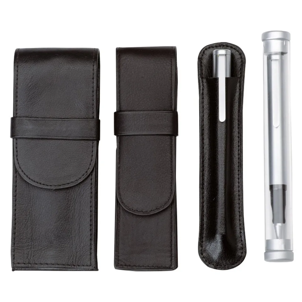 Lightpak Schreibgeräteetuis Stifteetui Leder schwarz für 3 Stifte