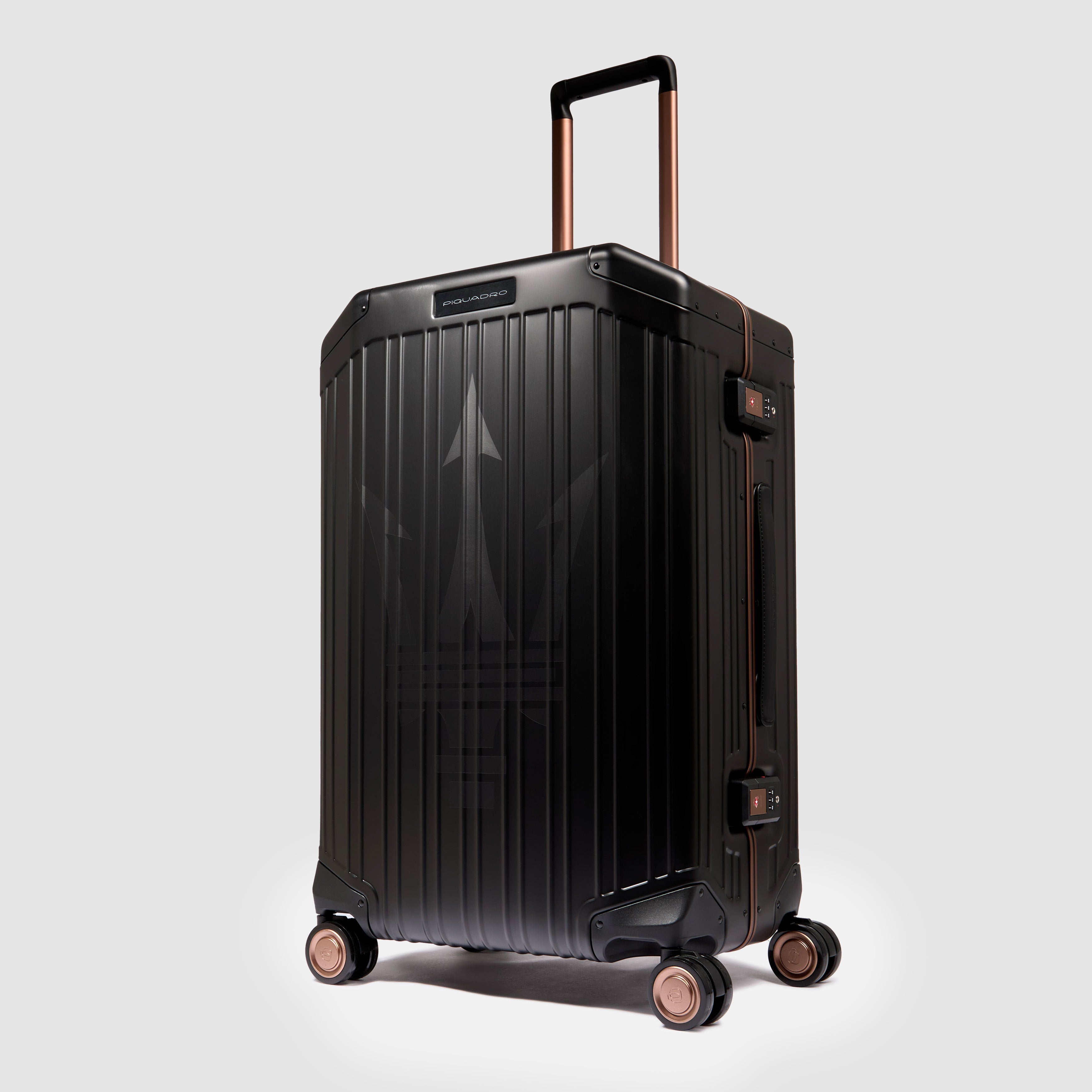 Piquadro PQLM Maserati Trolley Aluminium schwarz 4 Rollen