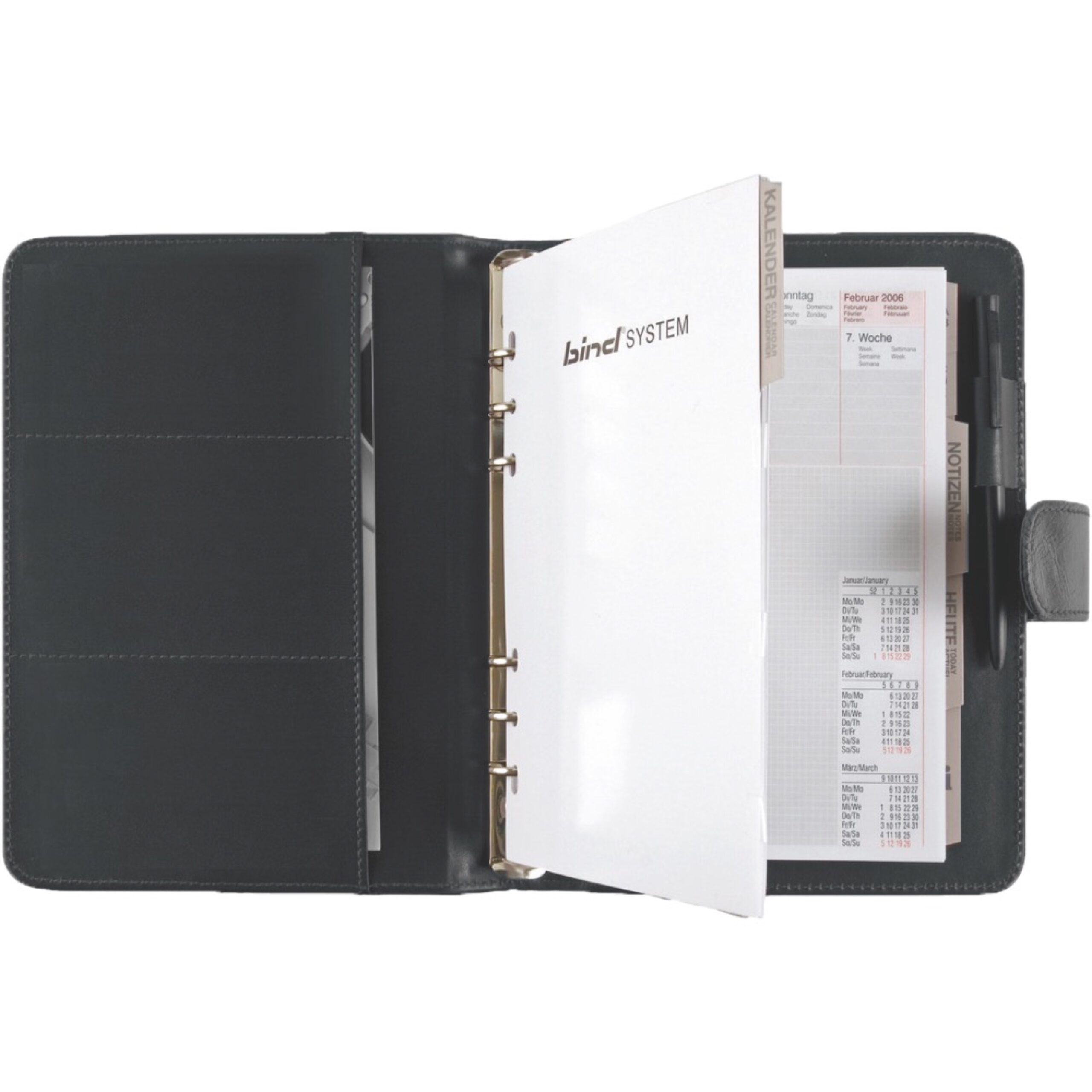 Lightpak Systemplaner A5 schwarz Lederimitat Ring 20 mm