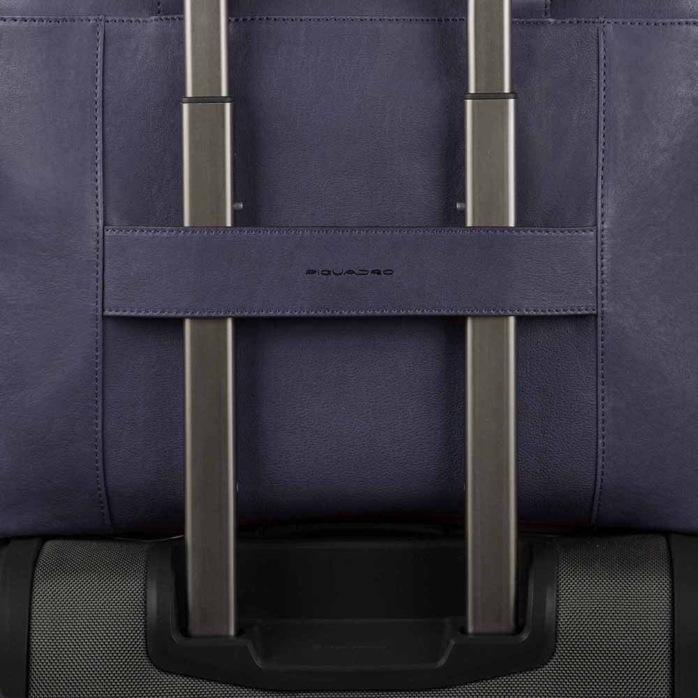 Piquadro Black Square Aktentasche 15,6 Zoll Schwarz Leder erweiterbar