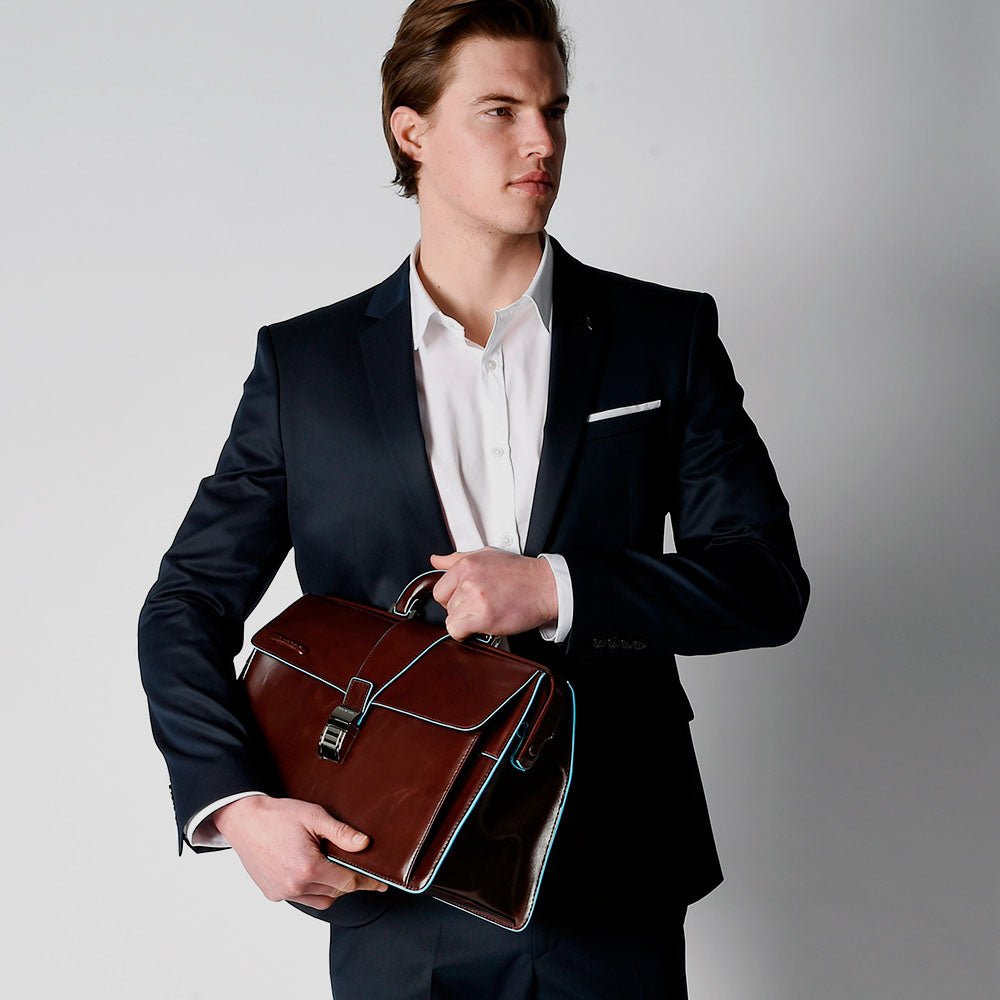 Piquadro Black Square Doktortasche Leder Schwarz Business