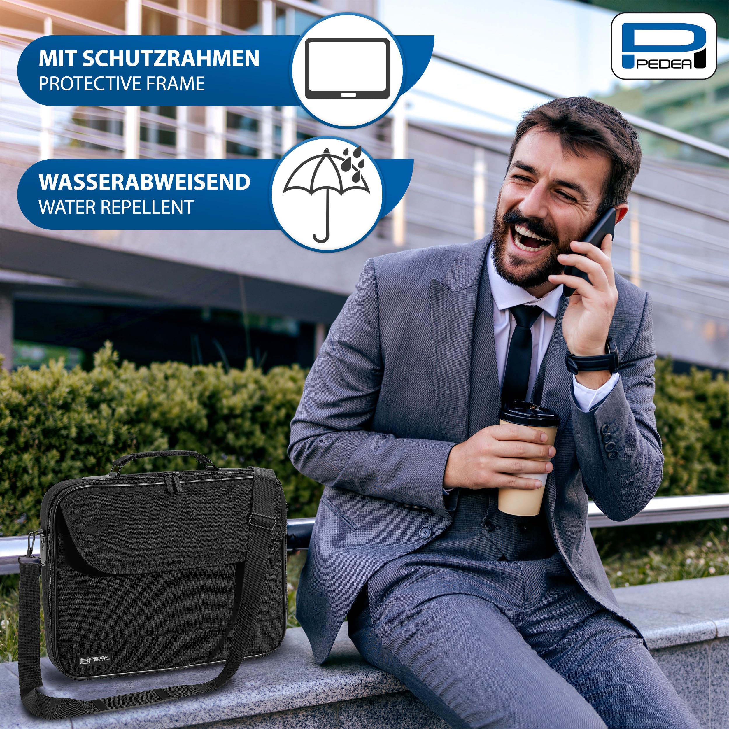 Pedea Fair 15,6 Zoll Laptoptasche schwarz Schultergurt