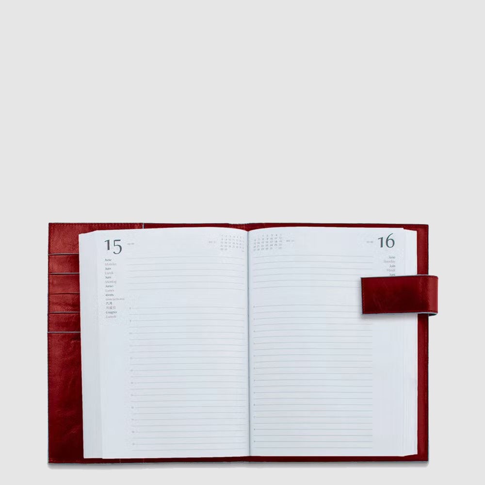 Piquadro Blue Square Agenda Tageskalender Leder Braun Stift