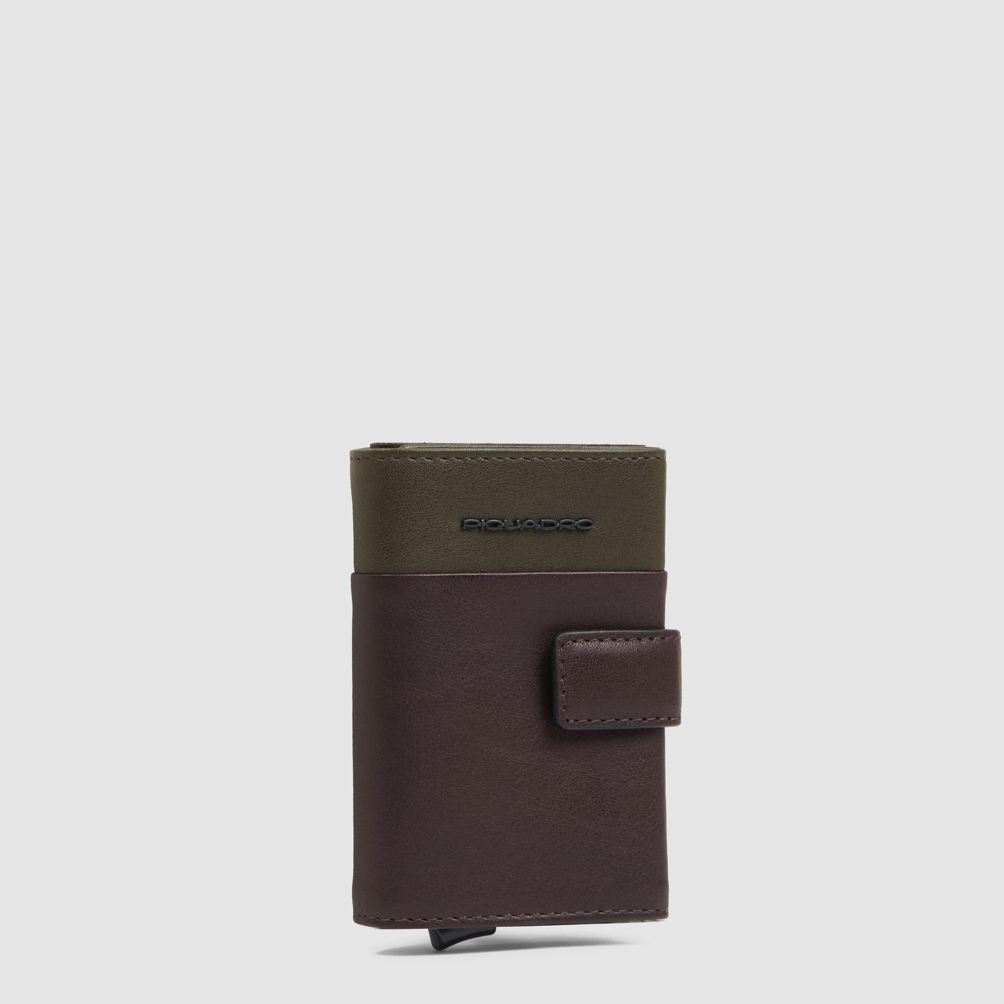 Piquadro Black Square Automatik Kartenetui BLUTM Leder RFID