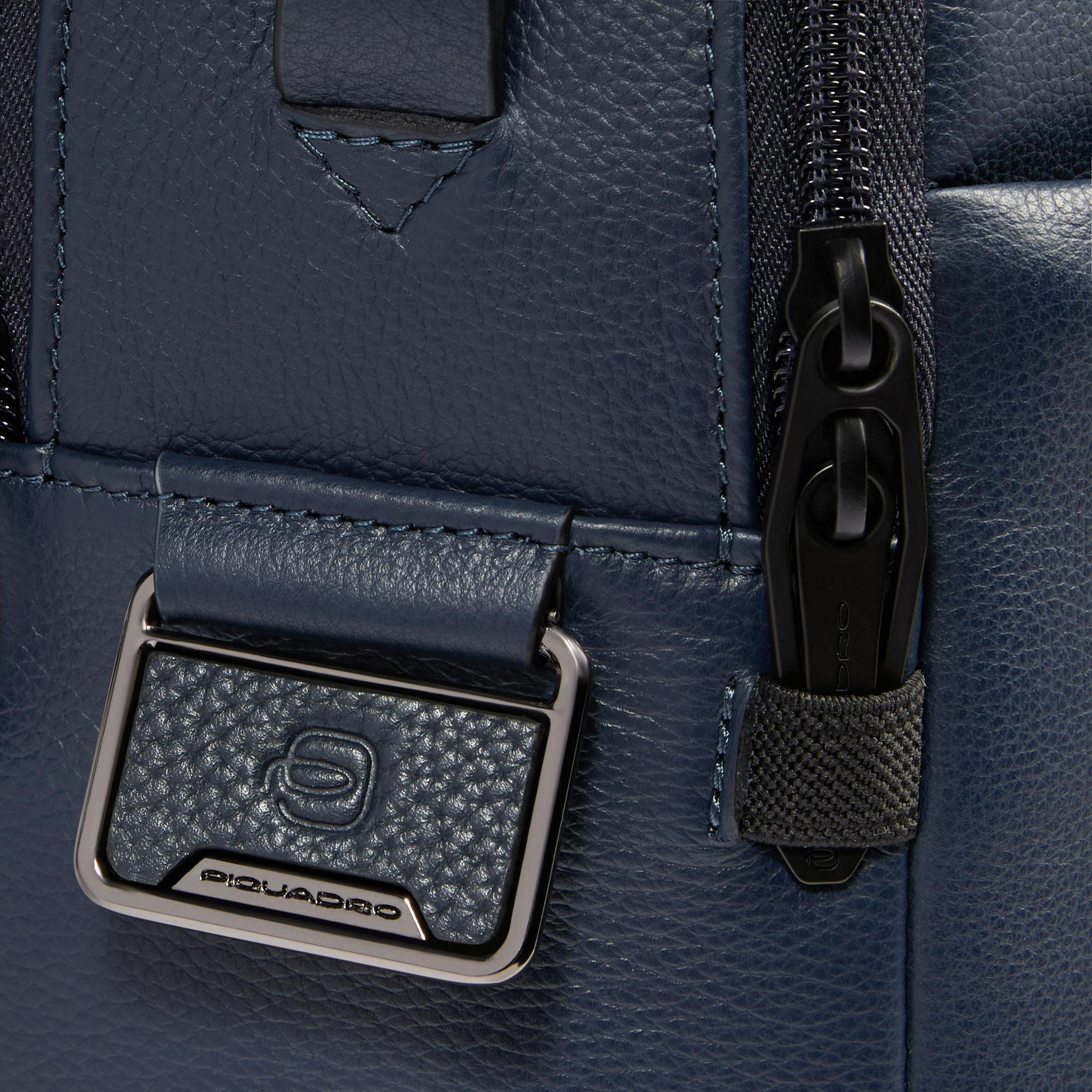Piquadro Brief Russel Laptoptasche 15,6 Zoll Schwarz Leder