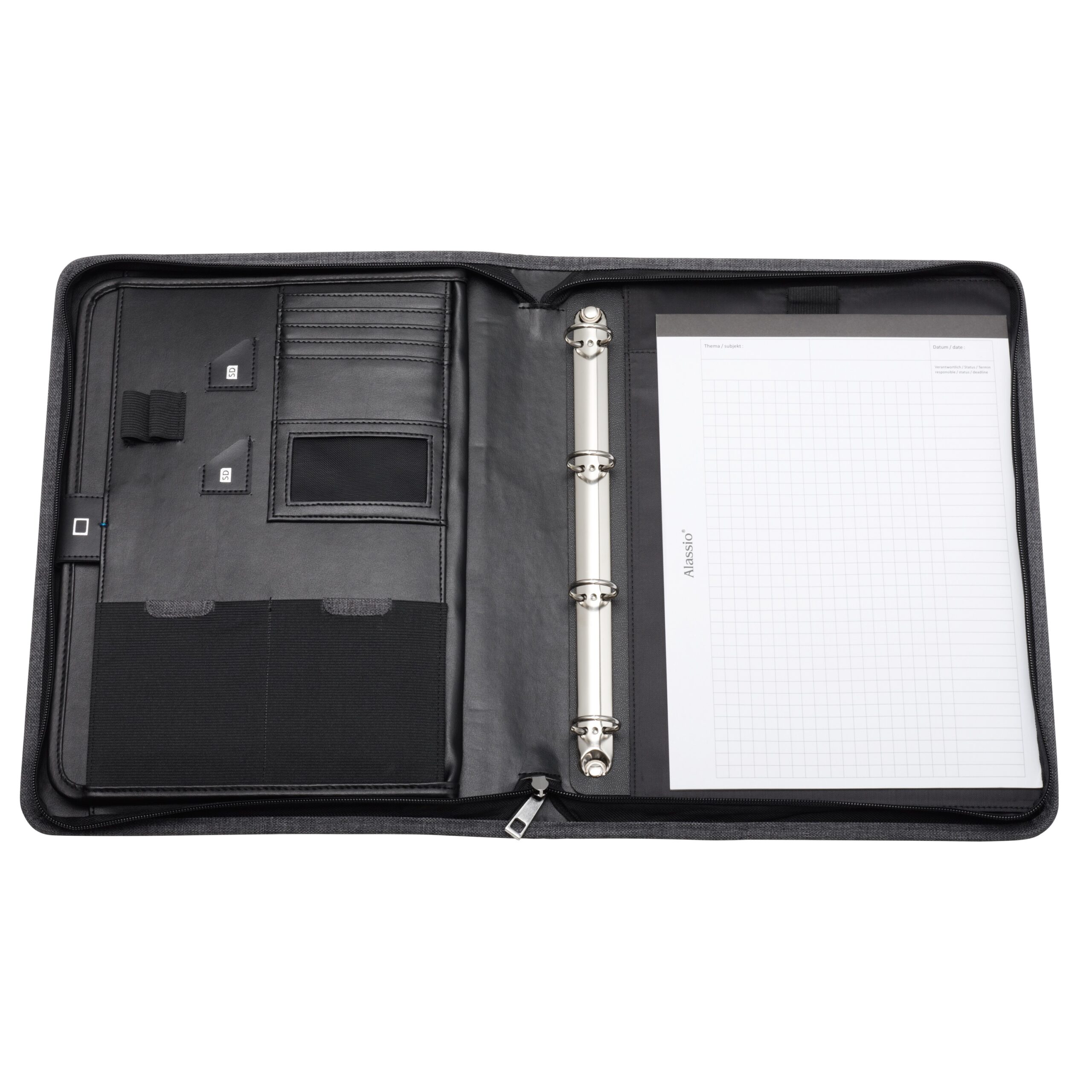 Lightpak Lazio Orgamappe A4 Schreibmappe Grau Polyester Ringmechanik