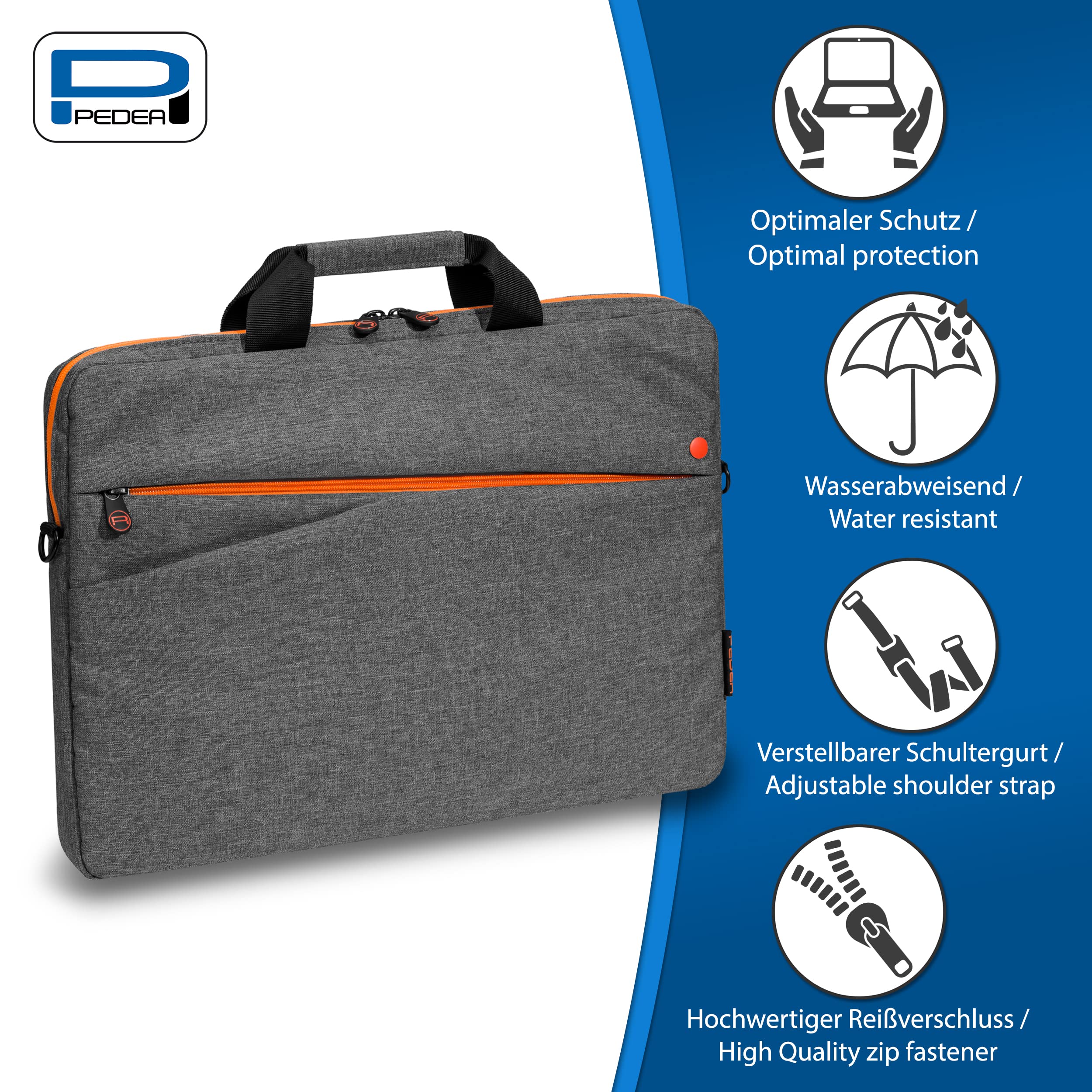 Pedea Fashion Laptoptasche 13,3 Zoll Grau/Orange Umhängetasche