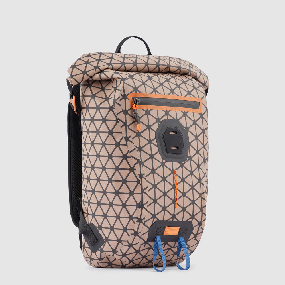 Piquadro Corner 2.0 Rucksack wasserdicht Rolltop Blau